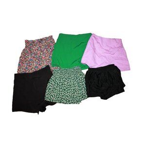 Lot of 6 SHEIN Girls Skorts& Shorts Size 11-12Y Floral Black Green Purple